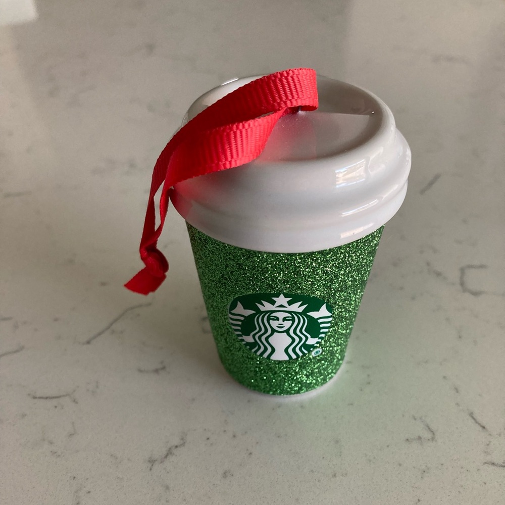 Starbucks Festive Green Glitter Ornament
